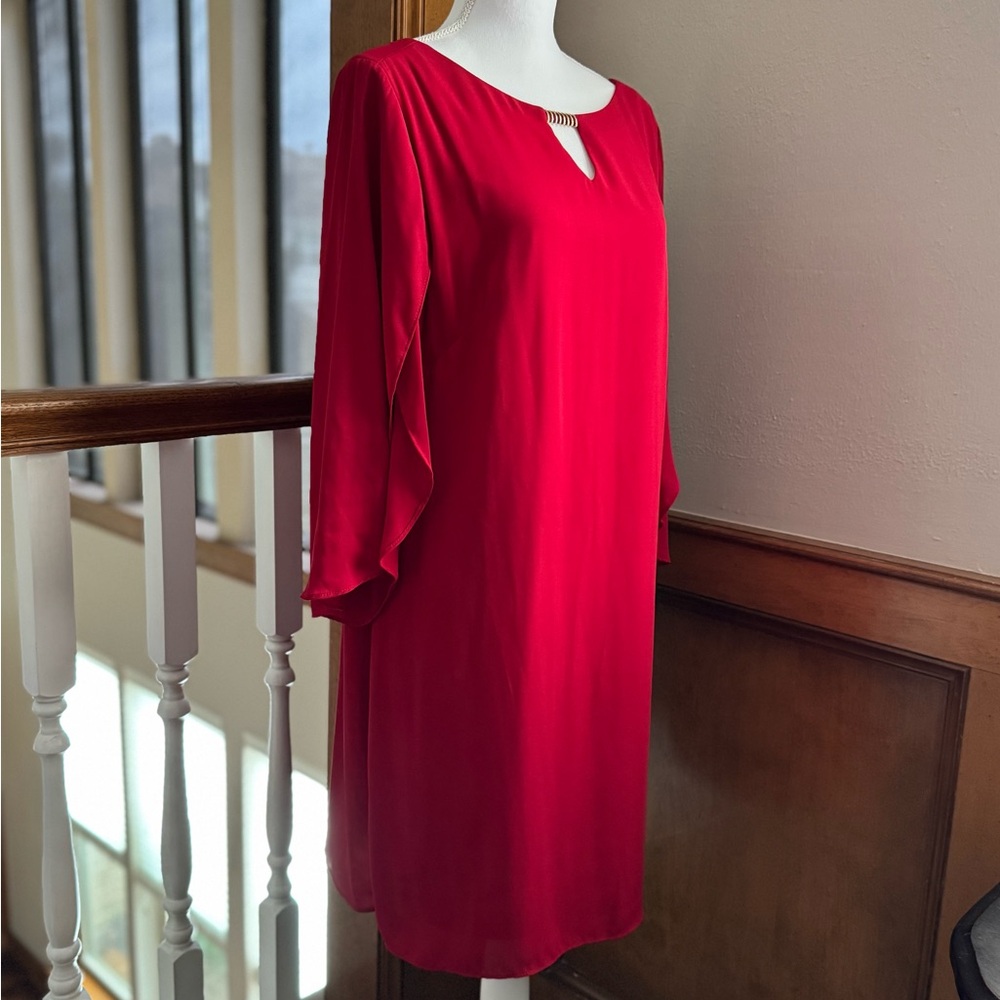 Red formal midi dress